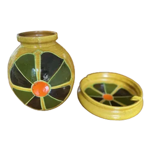1960s Aldo Londi Set by Bitossi Italy: Matching Large Vase and Large Ashtray/Catchall