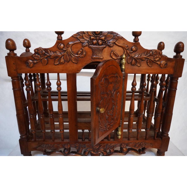 Antique Cherry Carved Provençal Bread box / Pannetière This cabinet boasts seven acorn-shaped finials at the top. The door...
