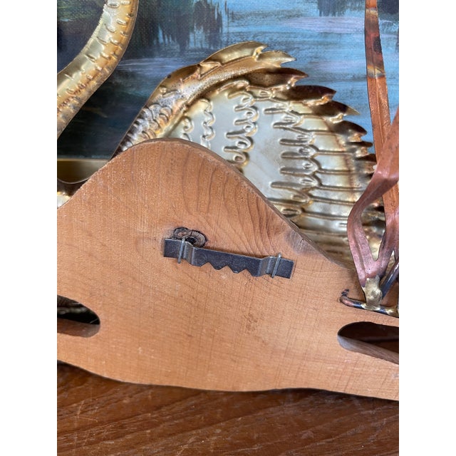 Vintage Swan Wall Sculpture With Wood Backing, Mid-Century Modern Style For Sale - Image 9 of 10