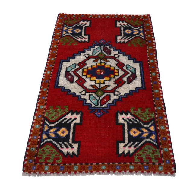 Textile 1980 Hand Made Mat Small Turkish Rug - 1′9″ × 3′1″ For Sale - Image 7 of 12