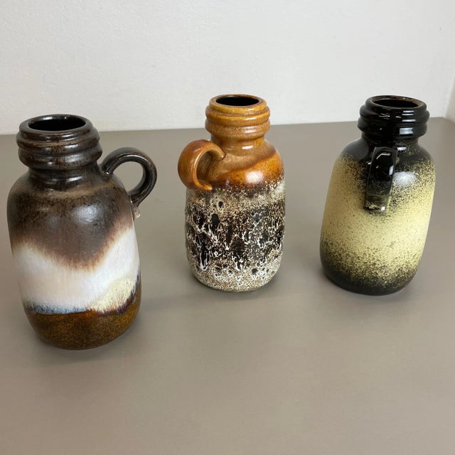 Pottery Fat Lava 413-20 Vases from Scheurich, 1970s, Germany, Set of 3 For Sale - Image 14 of 18