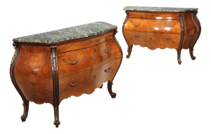 Baroque Dressers in Walnut and Walnut Burl, Set of 2
