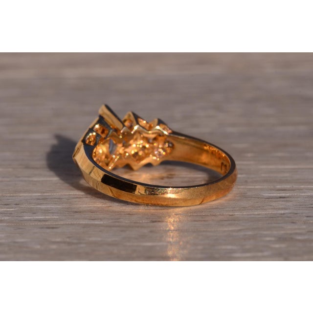 1980s The 12th Avenue: Marquise Tanzanite and Diamond Ring in Yellow Gold For Sale - Image 5 of 10