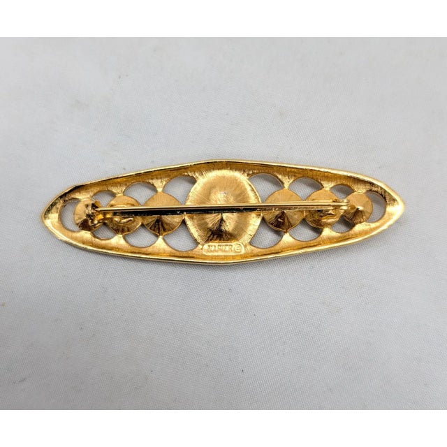 Vintage Signed Napier Goldtone Faux-Amethyst, Citrine & Emerald Brooch For Sale In Philadelphia - Image 6 of 6