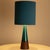1970s Aqua and Brown Ceramic Table Lamp with Silk Lampshade attributed to R. Houben, 1950s For Sale - Image 5 of 10