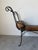 Vintage Rustic Wrought Iron & Leather Scroll Bench For Sale - Image 4 of 12