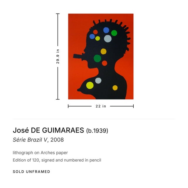 Contemporary 2008 José De Guimaraes Série Brazil v Signed Lithograph For Sale - Image 3 of 3