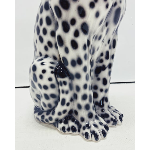 White Leopard Statue in Ceramic by Ceramic Boxer For Sale - Image 6 of 8