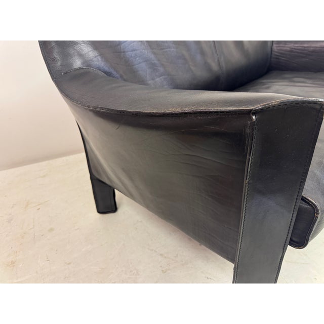 CAB 415 Sofa in Black Leather by Mario Bellini for Cassina, 1980s For Sale - Image 15 of 18