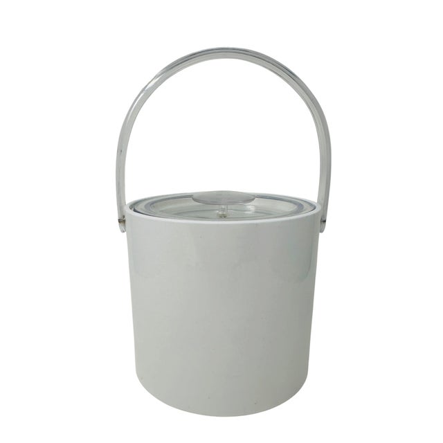 Signed Georges Briard Mid-Century White Vinyl & Lucite Ice Bucket With 22k Gold Hallmark For Sale In Tampa - Image 6 of 13