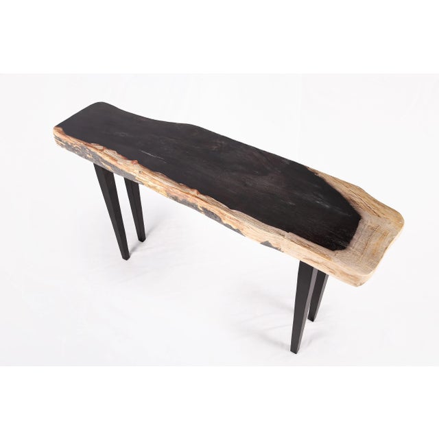 One Slab Living Edge Petrified Wood Console Table 51 For Sale In Greensboro - Image 6 of 6