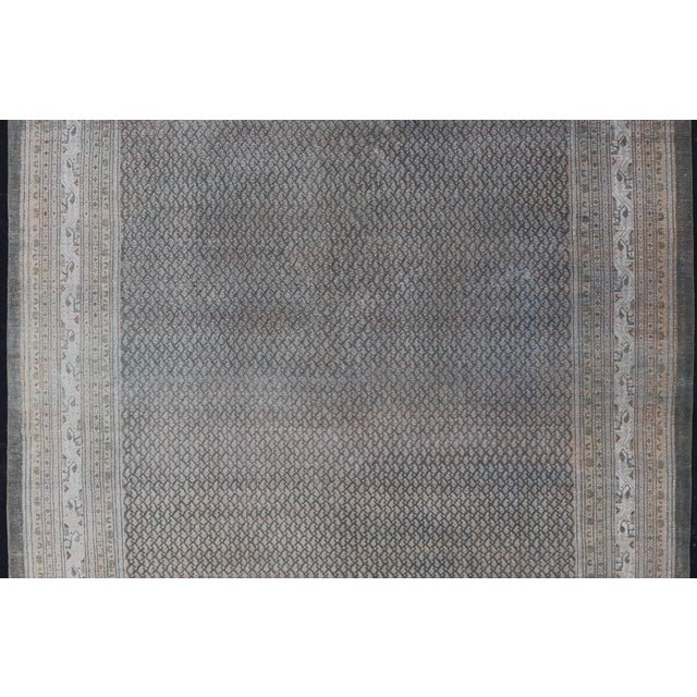 Antique Hand Knotted Persian Tabriz Rug With All-Over Design in Muted Tones For Sale - Image 4 of 17