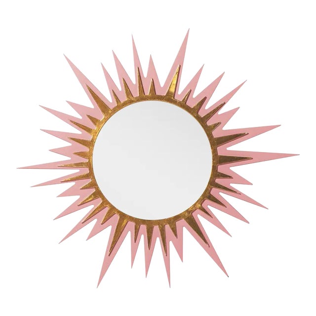 Fleur Home Carnival Zulu Circle Mirror in Pink Punch, 48x48 For Sale
