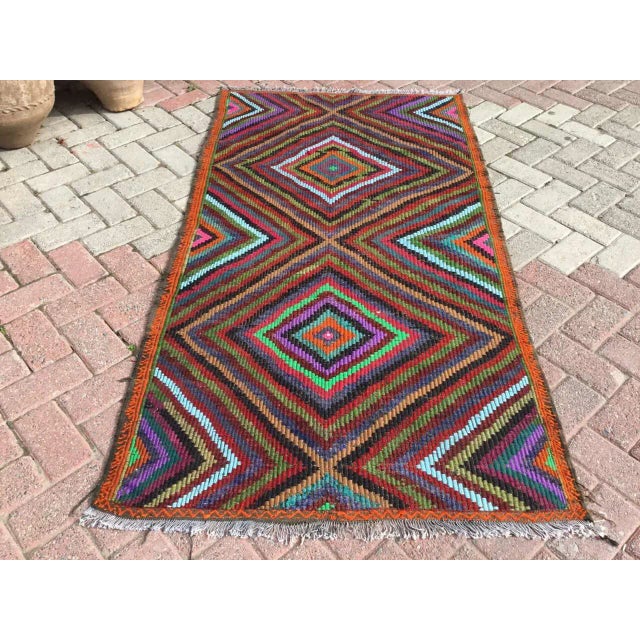 VIntage Turkish Kilim Rug - 71" X 38" For Sale - Image 10 of 10
