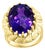 10 Carat Checker Board Amethyst Cocktail Ring in 14 Karat Yellow Gold For Sale