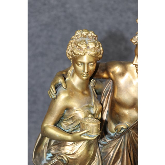 Signed Jean- Louis Gregoire Neoclassical Bronze Statue of Mercury & Pandora For Sale - Image 11 of 13