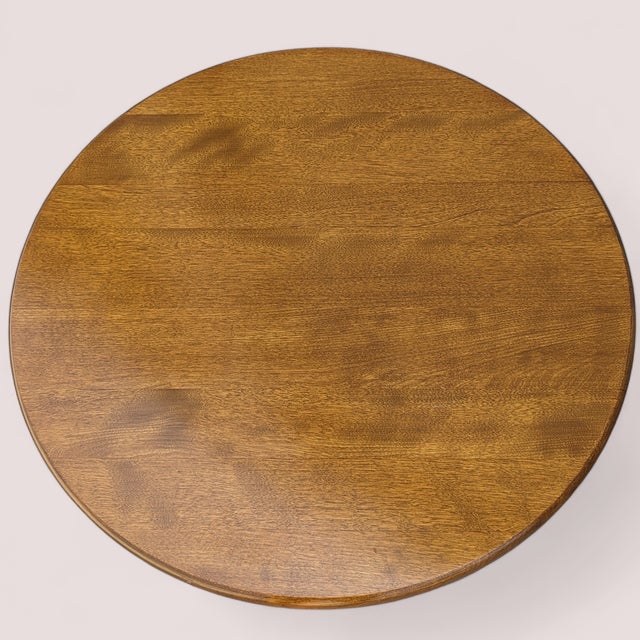 Vintage Round Solid Maple Pedestal End Table With Decorative Rosettes For Sale - Image 14 of 15