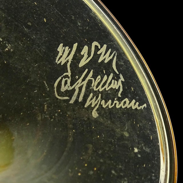 Beautiful antique Murano very thin Soffiato straw yellow color Italian art glass small footed vase. The piece is...