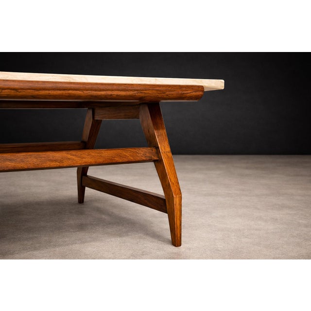 1950s Brazilian Modern Coffee Table in Caviuna wood & Rosé Portuguese Marble Top by Giuseppe Scapinelli, Brazil, 1950s — Lot 884 For Sale - Image 5 of 16