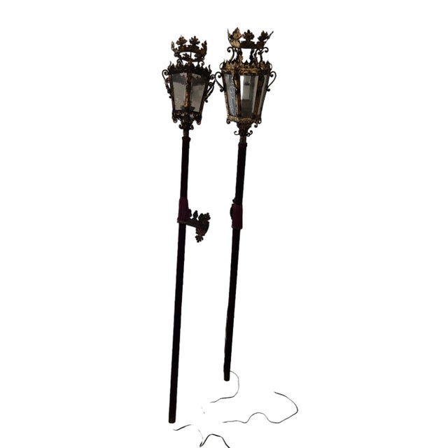 Antique Italian Venetian Pole Wall Lamps - A Pair sold as found previously owned dating from the 1920's without damage.....