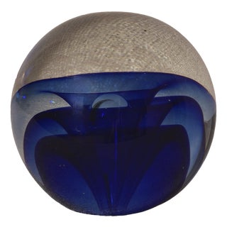 Mid-Century Modern Blue Murano Art Glass Sphere, Italy, 1980s For Sale