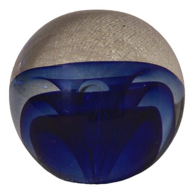 Mid-Century Modern Blue Murano Art Glass Sphere, Italy, 1980s For Sale