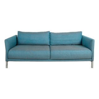 Turquoise Fabric Three-Seater Sofa with Chrome Legs from Rolf Benz For Sale