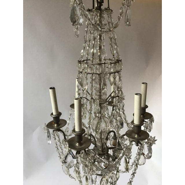1940s French 6-Arm Crystal Chandelier For Sale - Image 12 of 13