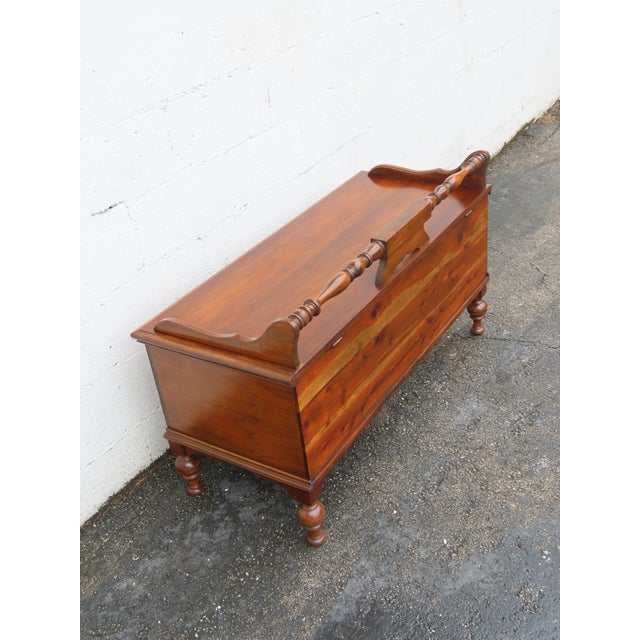 Early 1900s Carved Bench Cedar Chest Blanket Trunk 6365 For Sale - Image 9 of 12