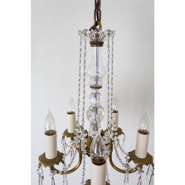 Petite French Louis XV Style Five Arm Crystal Chandelier With Black Lampshades For Sale - Image 16 of 18