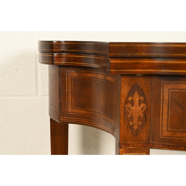 Wood Baker Furniture Federal Inlaid Mahogany Flip-Top Console or Game Table For Sale - Image 7 of 17