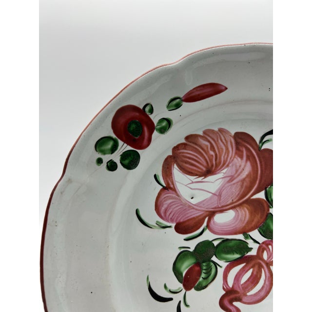 Early 19th Century Antique 19th Century French Faience Floral Tin Glazed Earthenware Plate For Sale - Image 5 of 12