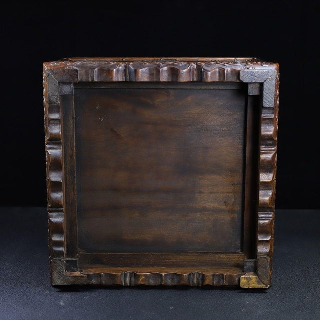 Vintage Chinese Huali Rosewood Treasure Box | Carved Bat & Swastika Motif Chest For Sale - Image 9 of 9