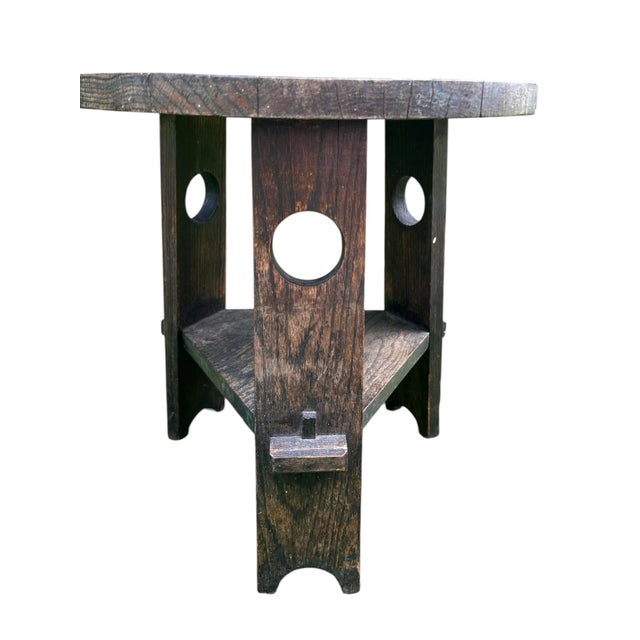 Antique Arts and Crafts Two-Tiered Side Table Tabouret or Plant Stand in the Manner of Gustav Stickley For Sale - Image 10 of 12