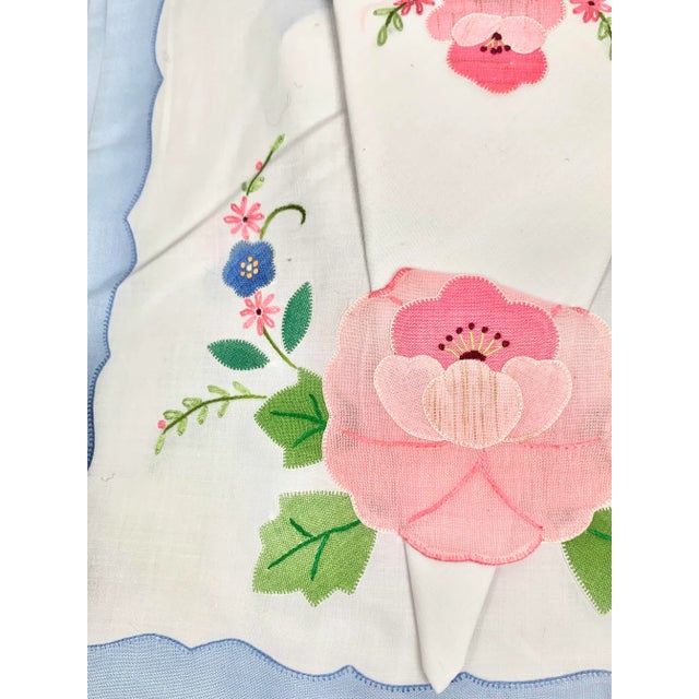 Mid 20th Century Vintage Floral Appliqué Placemats With Napkins-Set of 12 For Sale - Image 5 of 13