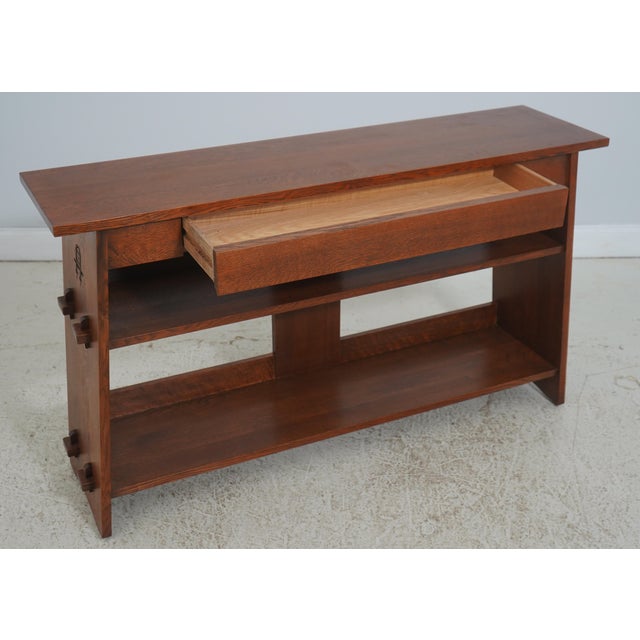 Mission Stickley 1 Drawer Mission Oak Console Bookcase Table ~ Rare For Sale - Image 3 of 17