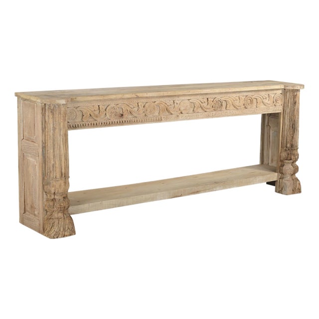 Indian Bleached Teakwood Console Table Constructed From Antique Carvings and Reclaimed Wood For Sale