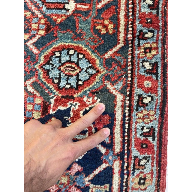 Blooming Jungle Antique Heriz Eggshell Linen Ground Rug 8 x 11 For Sale - Image 4 of 13