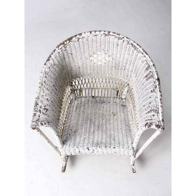 Antique American White Wicker Rocking Chair For Sale - Image 13 of 14