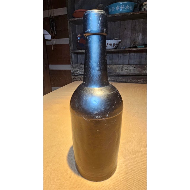 Mid 19th Century Rare Antique Black Glass Bottle For Sale - Image 5 of 10