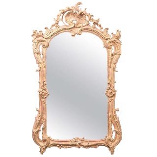 18th C. French Regence Carved Giltwood Mirror For Sale