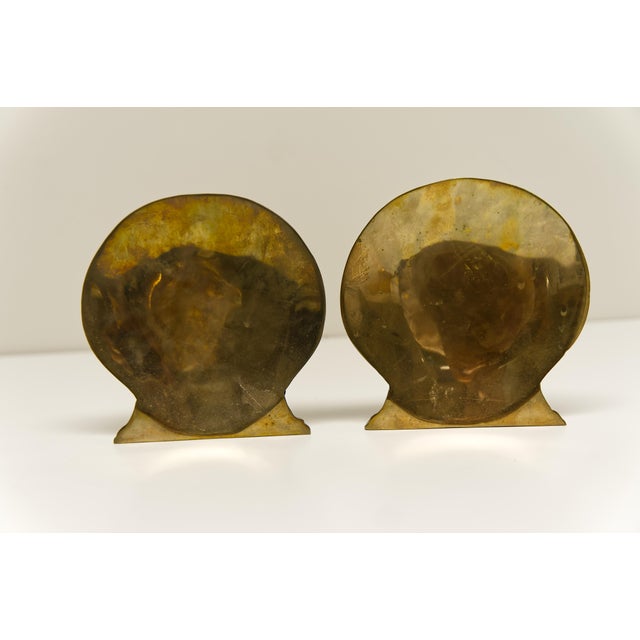 Vintage Brass Seashell Bookends - A Pair For Sale - Image 4 of 6