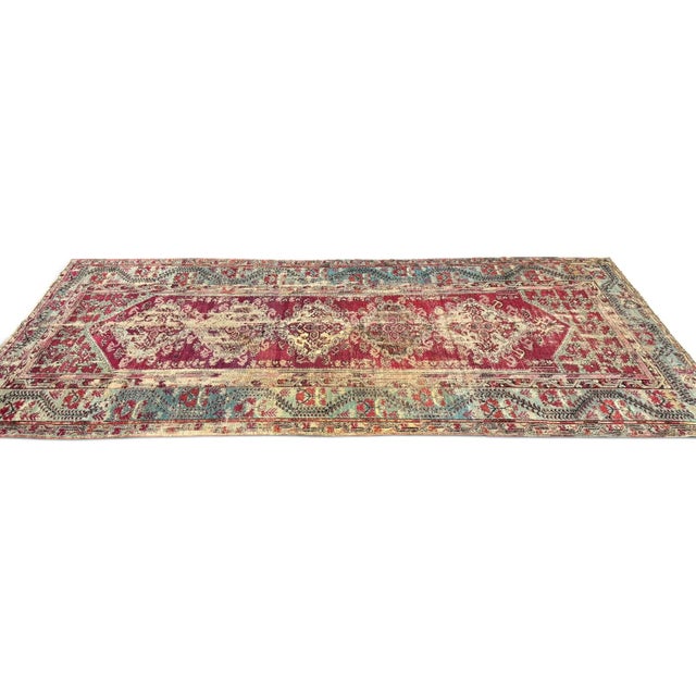 Early 20th Century Antique Turkish Floral Runner 5x11 | Faded Red & Light Blue For Sale - Image 5 of 5