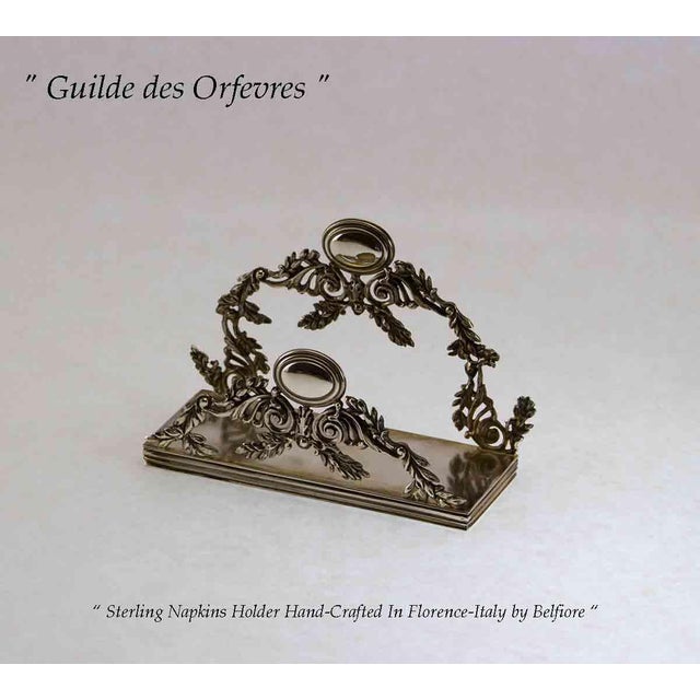1990s Sterling Napkin Holder With Garland and Cartouche For Sale - Image 4 of 7