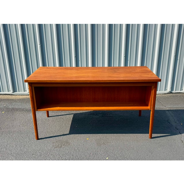 Danish Teak Executive Desk With Bookcase For Sale In Denver - Image 6 of 9