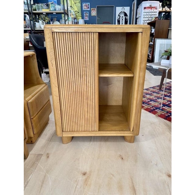 Wood Vintage Heywood Wakefield Tambour Utility Cabinet Model M179 For Sale - Image 7 of 13