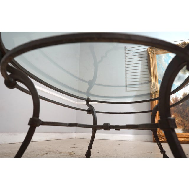 Metal Wrought Iron Base Glass Top Coffee Table For Sale - Image 7 of 13