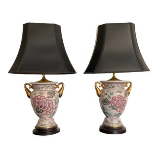 Chinoiserie Gilded Table Lamps - A Pair For Sale