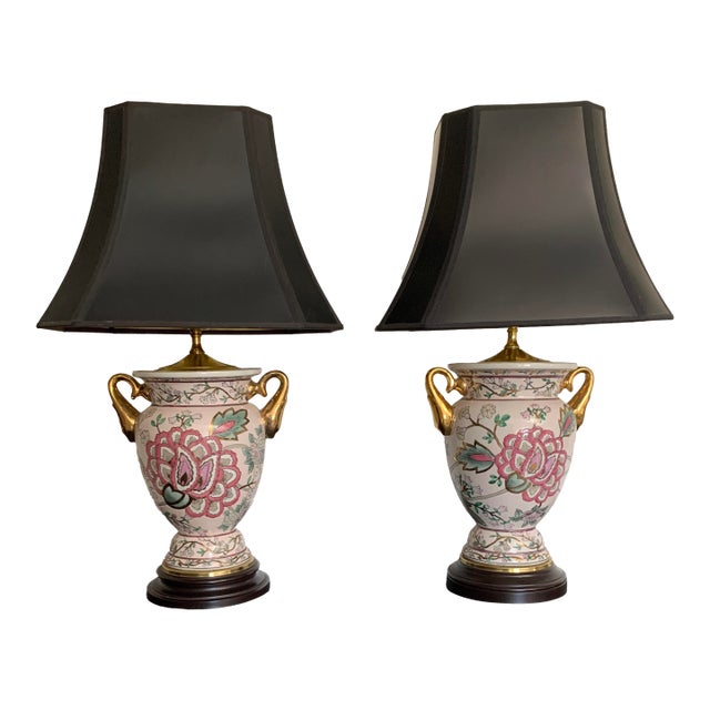 Chinoiserie Gilded Table Lamps - A Pair For Sale