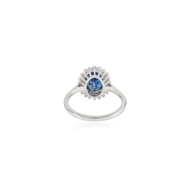 Not Yet Made - Made To Order 3.55 Ct Princess Diana Inspired Blue Sapphire Ring With Diamonds Halo Size 6.5 For Sale - Image 5 of 12